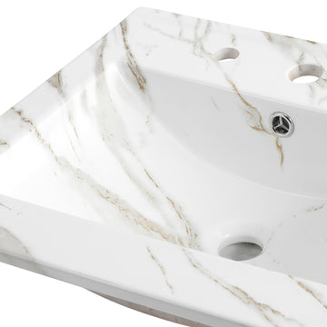 Ancillary 3-Hole 20 in. W x 18.25 in. D Classic Contemporary Rectangular Ceramic Single Sink Basin Vanity Top - JONATHAN Y